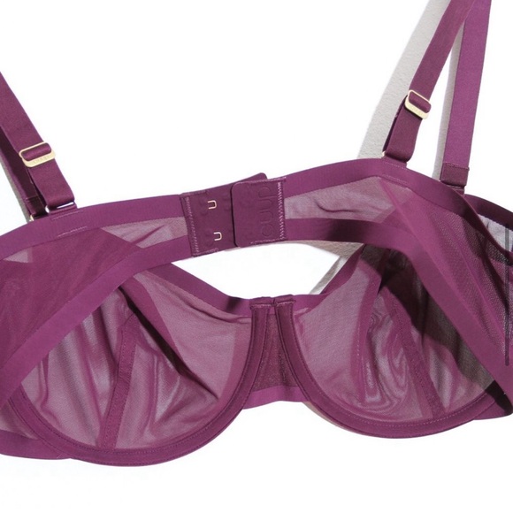 CUUP “Balconette” Mesh underwire Bra in Begonia (wine/purple) Sheer, Size 38C. - Picture 2 of 9